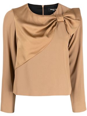 Paule Ka bow-detail long-sleeve blouse - Brown