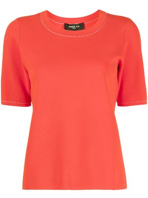 Paule Ka contrast-stitching knitted top - Red