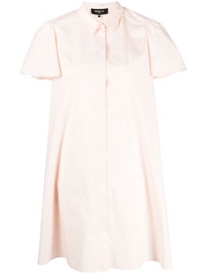 Paule Ka cotton-blend flounce-sleeves shirt dress - Pink