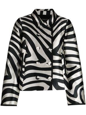 Paule Ka double-breasted zebra-jacquard jacket - Black