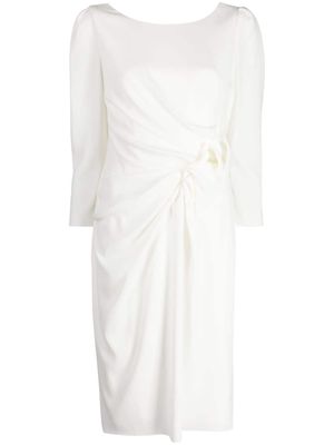 Paule Ka draped-detail crepe midi dress - White
