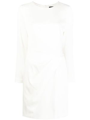 Paule Ka draped-detail long-sleeve mini dress - White