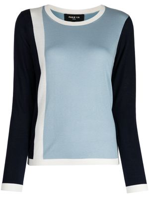 Paule Ka fine-knit panelled sweatshirt - Blue