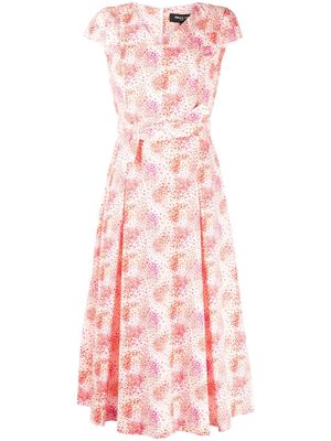 Paule Ka flared poplin-textured cotton dress - Pink