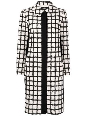 Paule Ka grid-pattern single-breasted coat - Black
