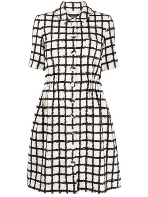 Paule Ka grid-pattern tweed midi dress - Black