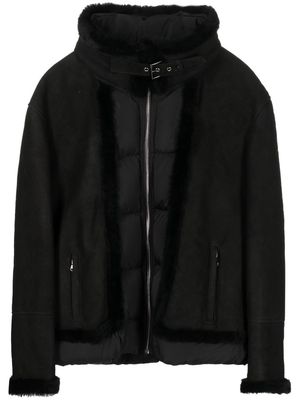 Paule Ka lambskin high neck padded jacket - Black