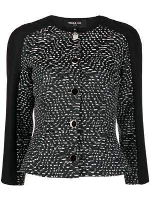 Paule Ka panelled-design tweed jacket - Black