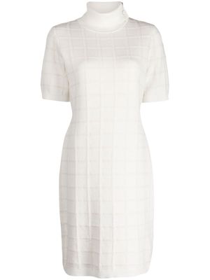 Paule Ka patterned-jacquard midi dress - White