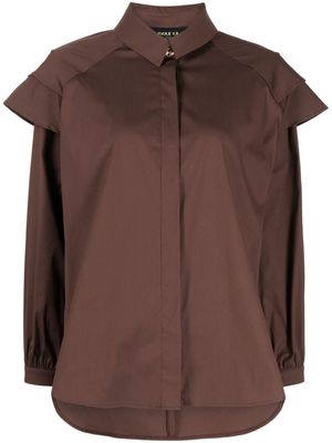 Paule Ka ruffle-trim cotton shirt - Brown