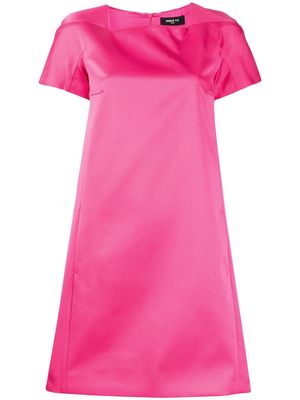 Paule Ka satin-finish square-neck dress - Pink