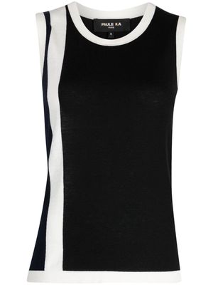 Paule Ka stripe-detail sleeveless top - Black