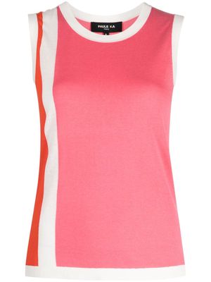 Paule Ka stripe-detail sleeveless top - Pink