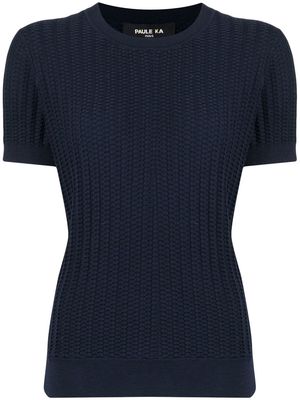 Paule Ka textured-knit short-sleeved top - Blue