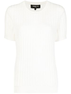 Paule Ka textured-knit short-sleeved top - White