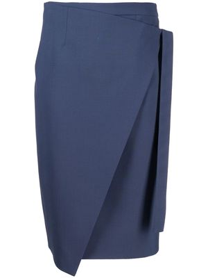Paule Ka wrap-front pencil skirt - Blue