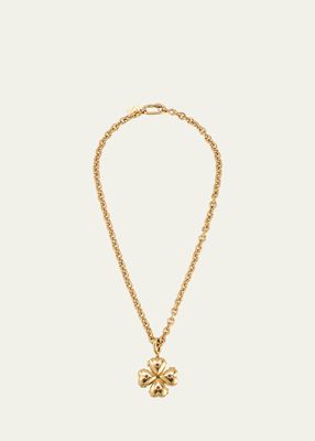 Paulette 14K Gold Tourmaline Small Clover Charm Necklace, 17"L