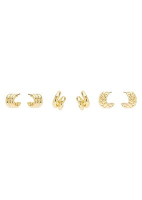 Pauline 3-Pair 14K-Gold-Plated Hoop Earrings Set