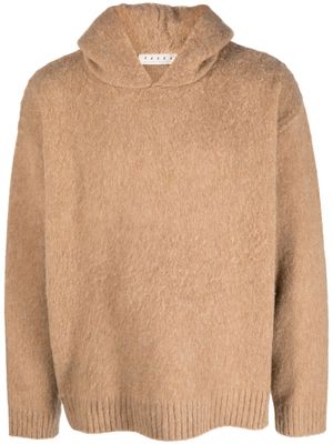 Paura brushed-effect virgin wool hoodie - Brown