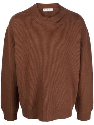 Paura cut-out virgin wool jumper - Brown