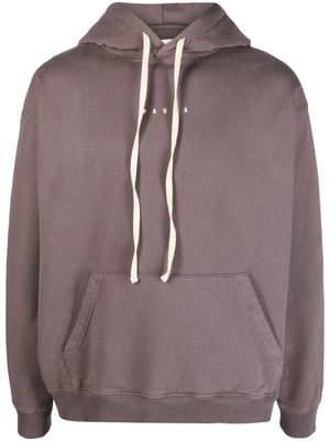 Paura logo-embroidered cotton hoodie - Purple
