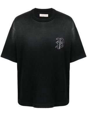 Paura logo-print bleached-effect T-shirt - Black