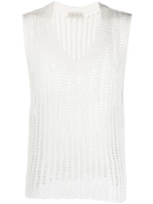 Paura open-knit sleeveless jumper - White