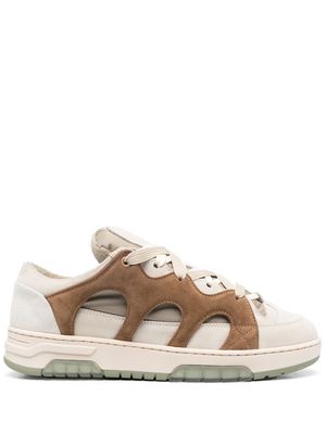 Paura Santha layered suede-panel sneakers - Neutrals