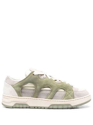 Paura Santha layered suede-panel trainers - Green