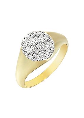 Pavé 14K Yellow Gold & 0.27 TCW Diamond Signet Ring