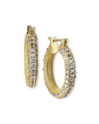 Pave 360 Small Hoop Earrings, Gold/Rhodium