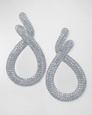 Pave Cubic Zirconia Lariat Loops Post Earrings