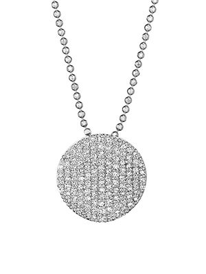 Pavé Diamond & 14K White Gold Infinity Disc Pendant Necklace - White Gold - White Gold