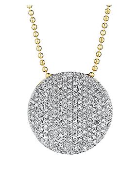 Pavé Diamond & 14K Yellow Gold Infinity Disc Pendant Necklace