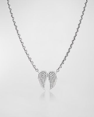 Pave Diamond Angel Wing Chain Necklace