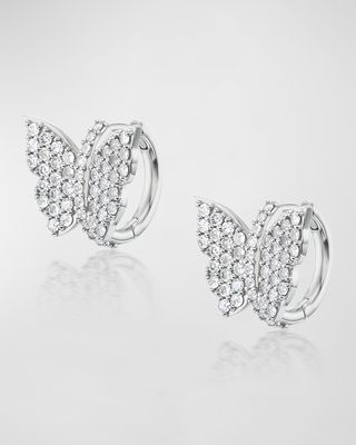 Pave Diamond Butterfly Huggie Earrings
