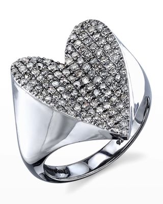 Pave Diamond Heart Ring, Size 7