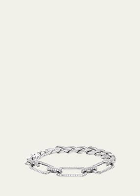 Pave Diamond Oval Link Bracelet with Chunky Curb Chain