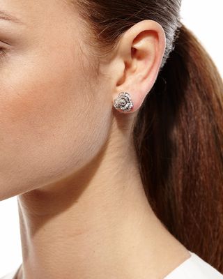 Pave Diamond Rose Stud Earrings
