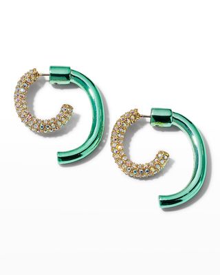 Pave Electro Luna Earrings, Mint Green