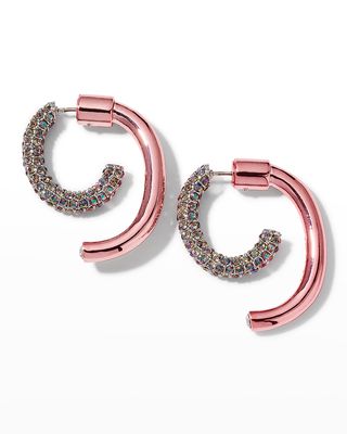 Pave Electro Luna Earrings, Pink