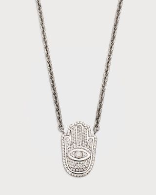 Pave Evil Eye Hamsa Cable Chain Necklace