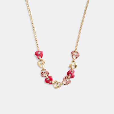 Pavé Hearts Chain Link Necklace