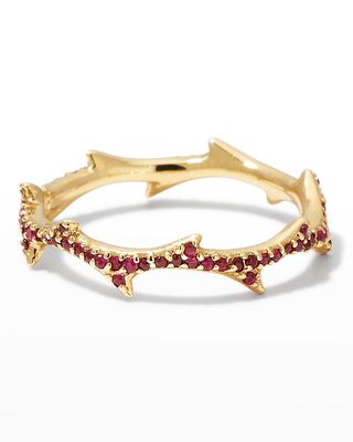 Pave Ruby Crown of Thorns Ring