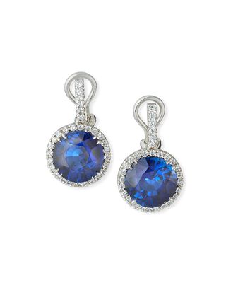 Pave-Set Synthetic Sapphire Drop Earrings