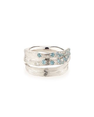 Pave Sky Blue Topaz & Diamond Ring, Size 7
