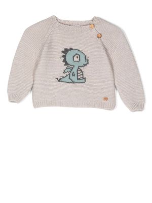 Paz Rodriguez baby dinosaur-knit jumper - Neutrals