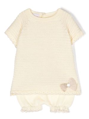 Paz Rodriguez bow-detail knitted shorts set - Yellow
