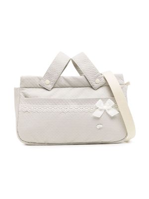 Paz Rodriguez bow-detailing cotton changing bag - White