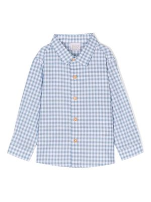 Paz Rodriguez check-pattern linen shirt - Blue